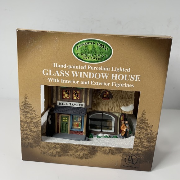 Lemax Other - Lemax Enchanted Forest Glass Window House Mill Tavern Figurines‎ Inside And Out